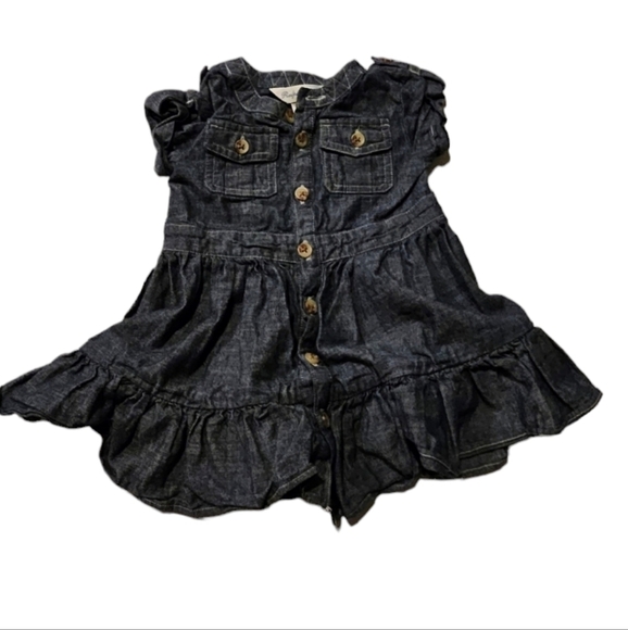 Ralph Lauren Ruffled Denim Dress 100% Cotton Size 9 months - Picture 1 of 4